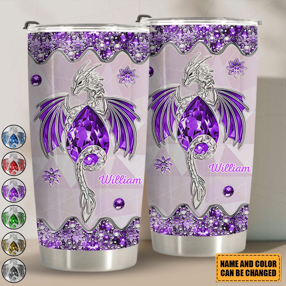 Enchanted Dragon Jewel Personalized Fantasy Tumbler