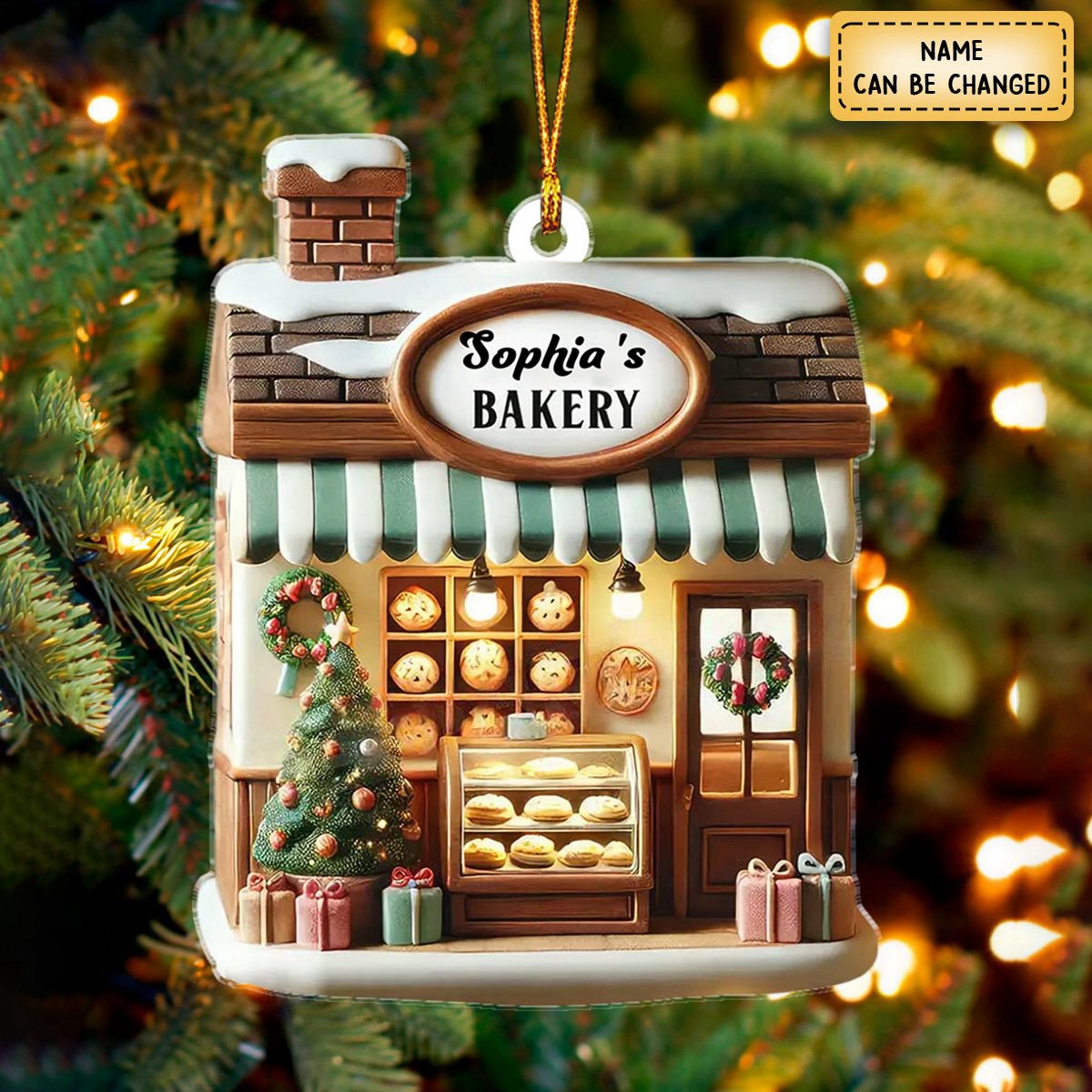 Custom Name Bakery Store Ornament, Bakery Store Christmas Decoration