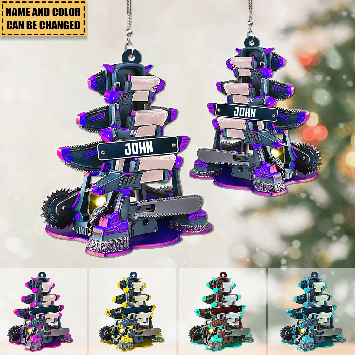 Personalized Arborist Machines Christmas Shaped Ornament, Perfect Gift For Arborist