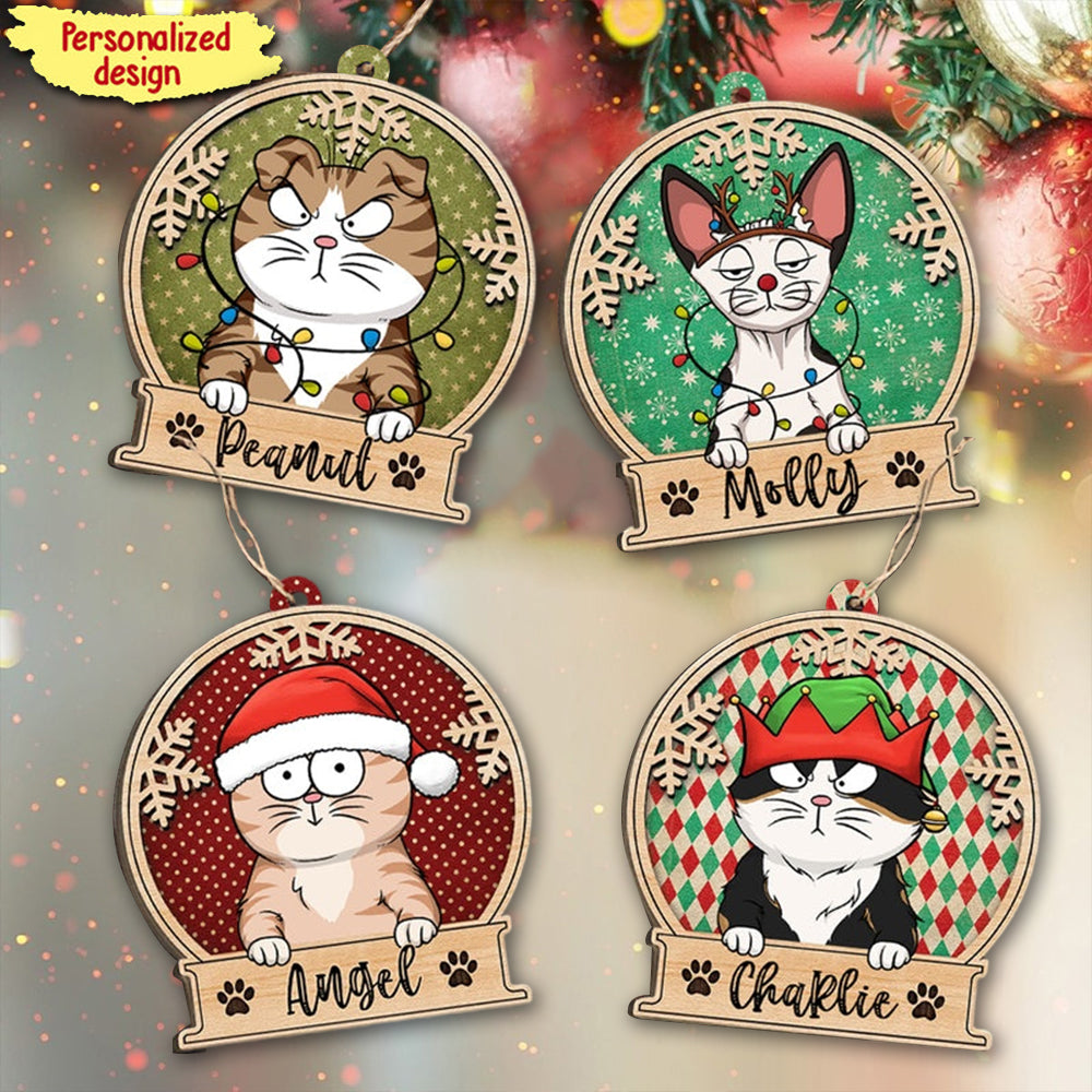 Christmas Funny Peeking Kitten Pet Cat Personalized Ornament