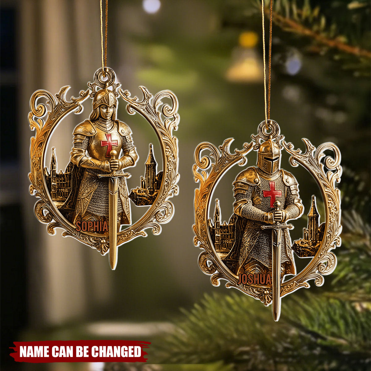 Knight Of God - Personalized Christmas Acrylic Ornament