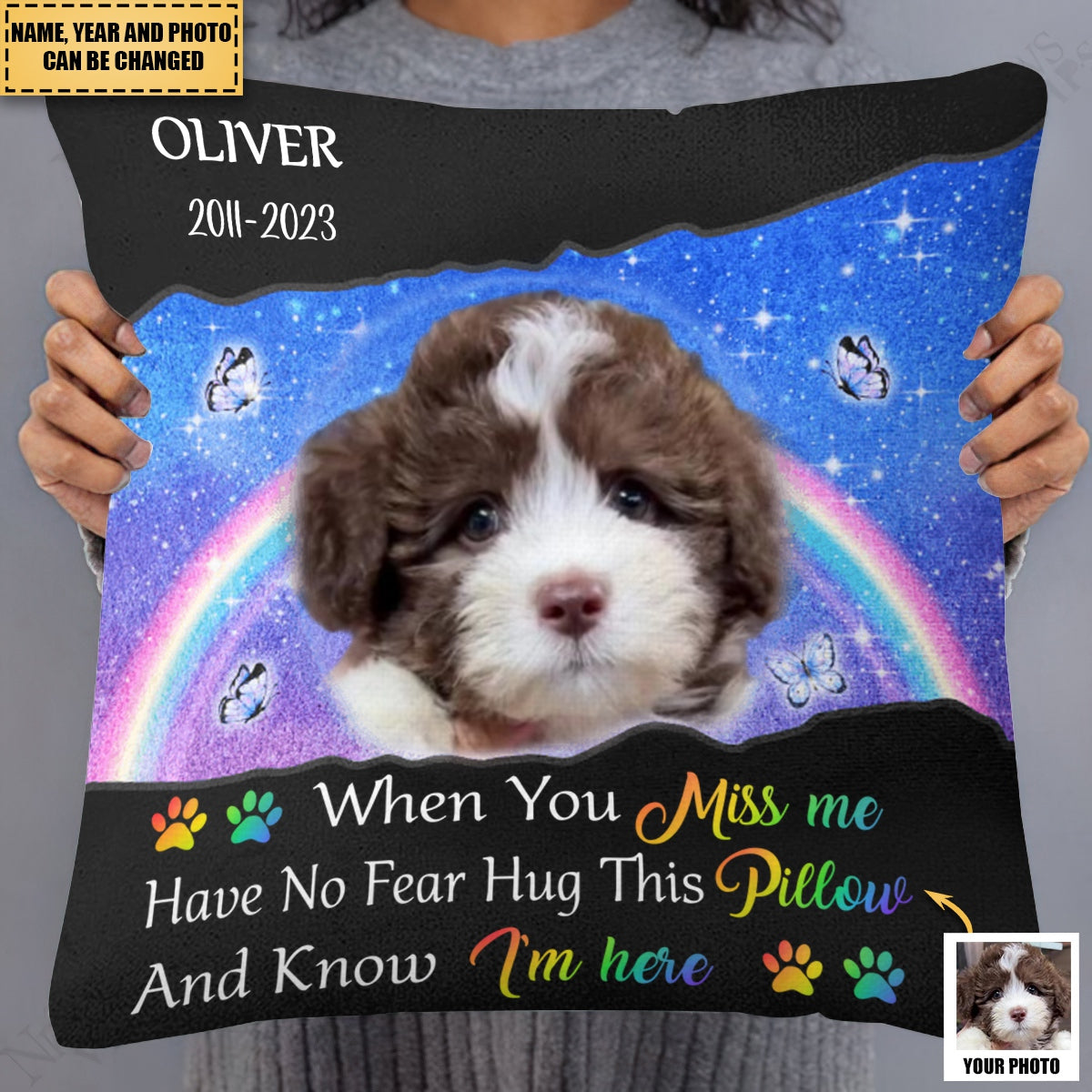 Custom Photo I Hug This Pillow Memorial Pet - Personalized Pillow
