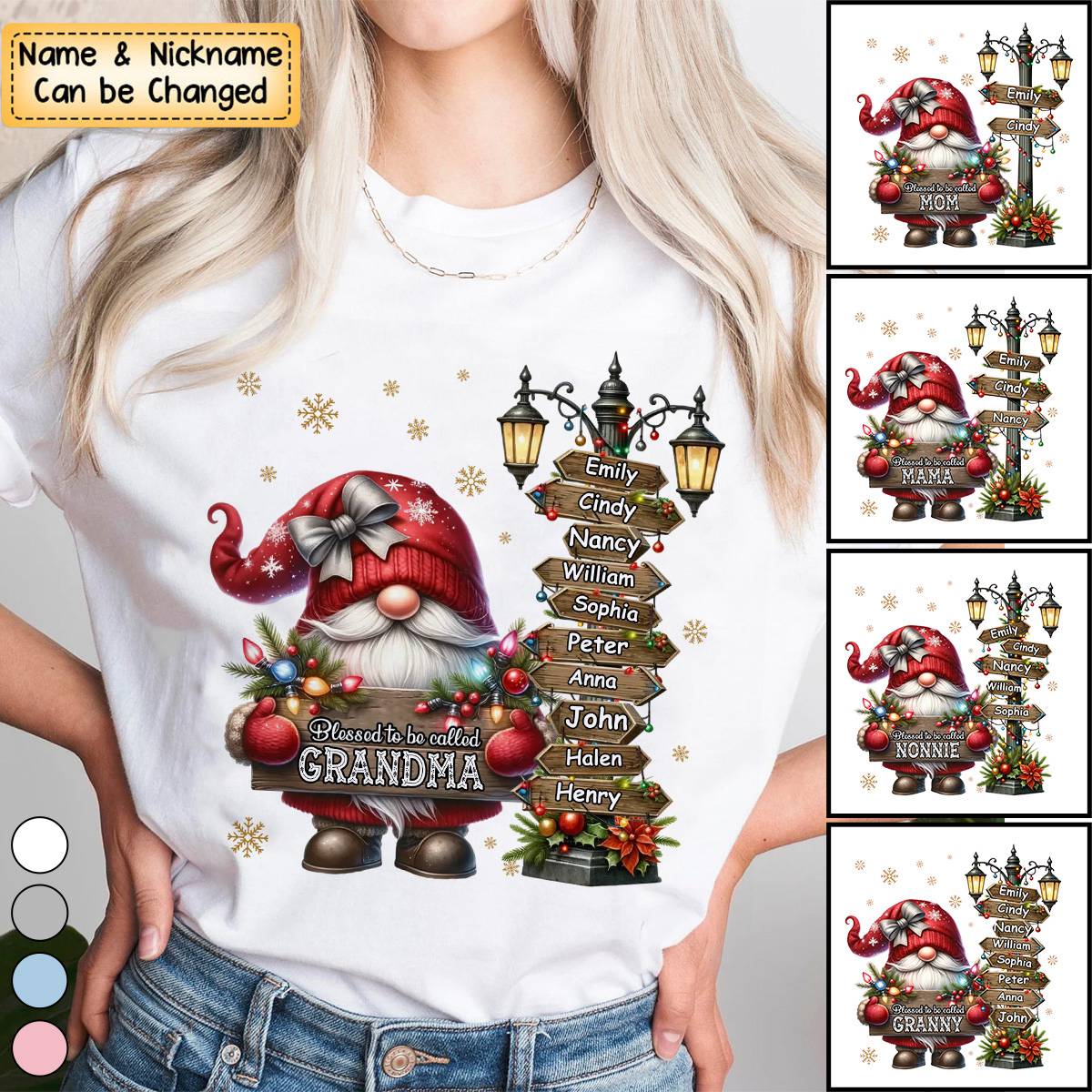 Personalized Grandma And Kids Christmas T-shirt - Gift For Nana, Mom