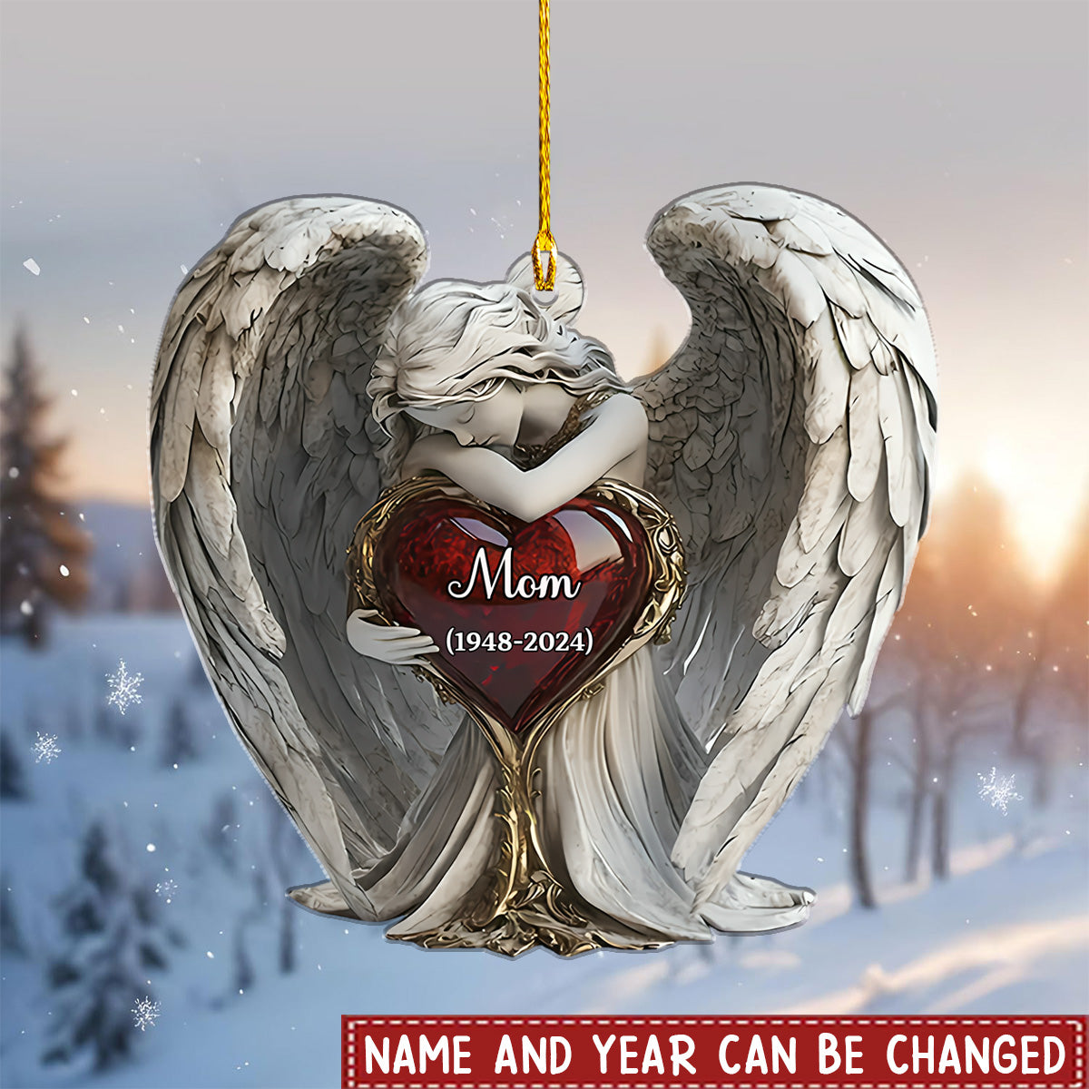 On Angels Wings - Personalized Memorial Ornament