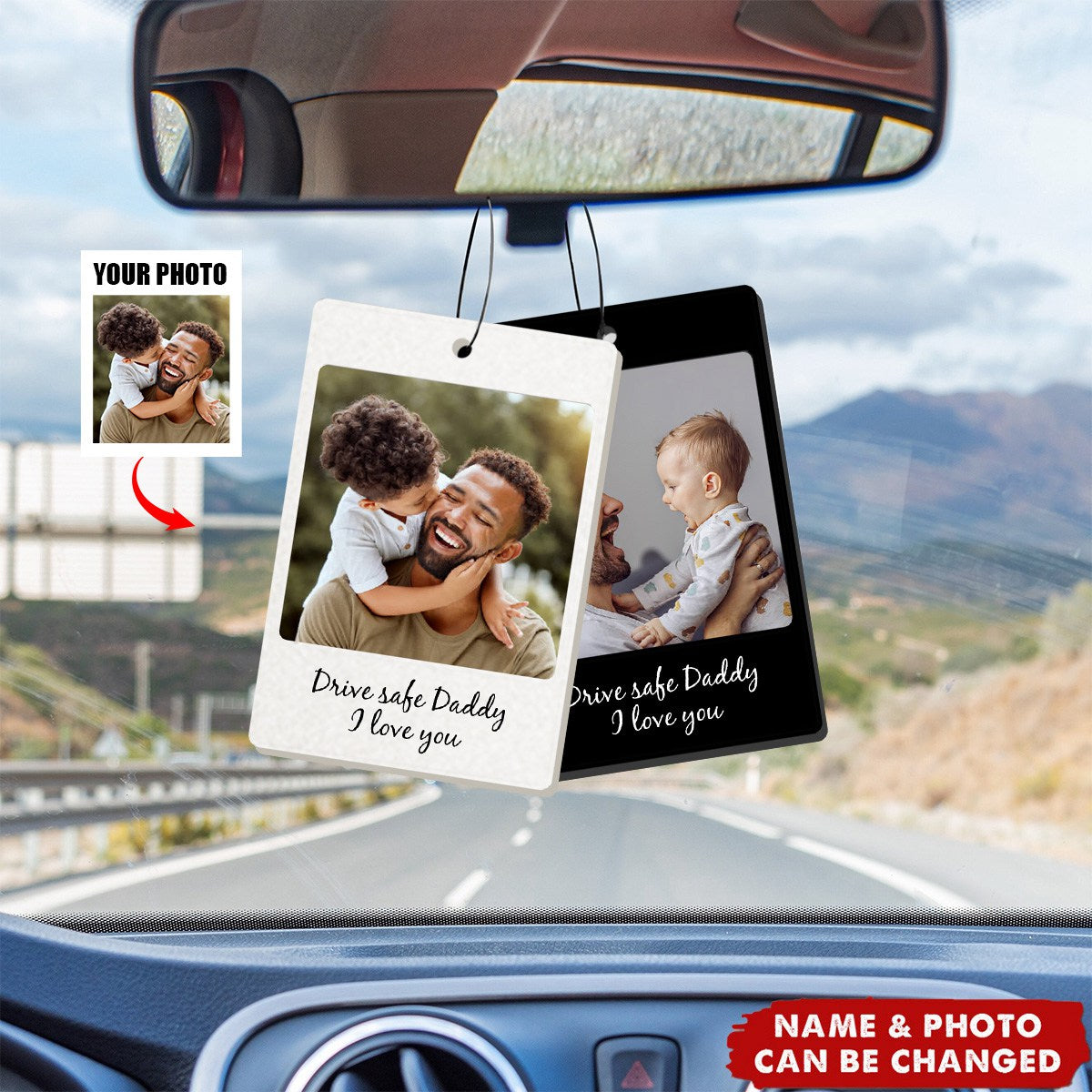 Custom Photo Car Air Freshener - Personalized Anniversary Gift for Him