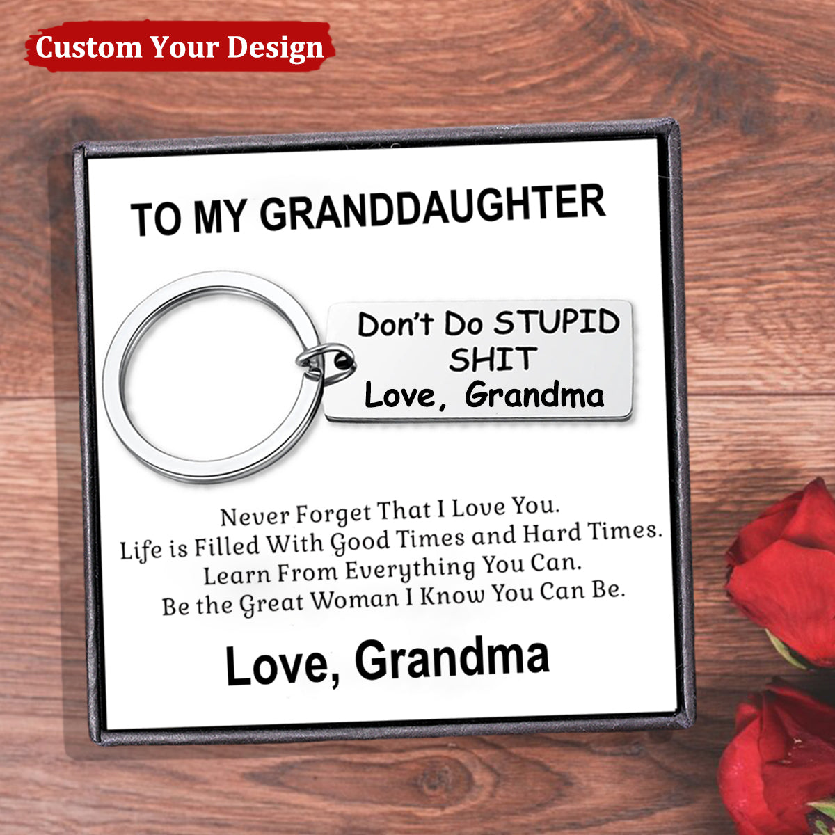 Don't Do Stupid Personalized Stainless Steel Keychain, Funny Gifts Set for Kids