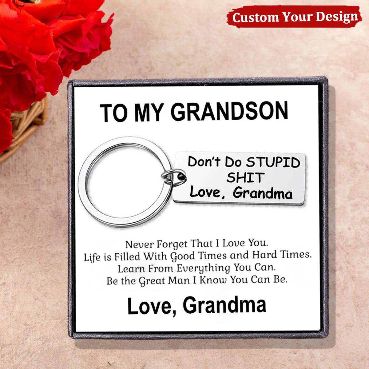 Don't Do Stupid Personalized Stainless Steel Keychain, Funny Gifts Set for Kids