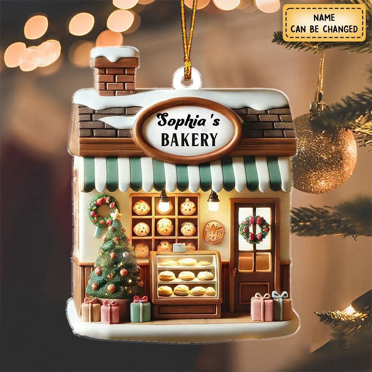 Custom Name Bakery Store Ornament, Bakery Store Christmas Decoration