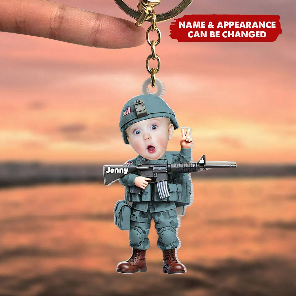Custom Photo Gifts For Military Kid Keychain