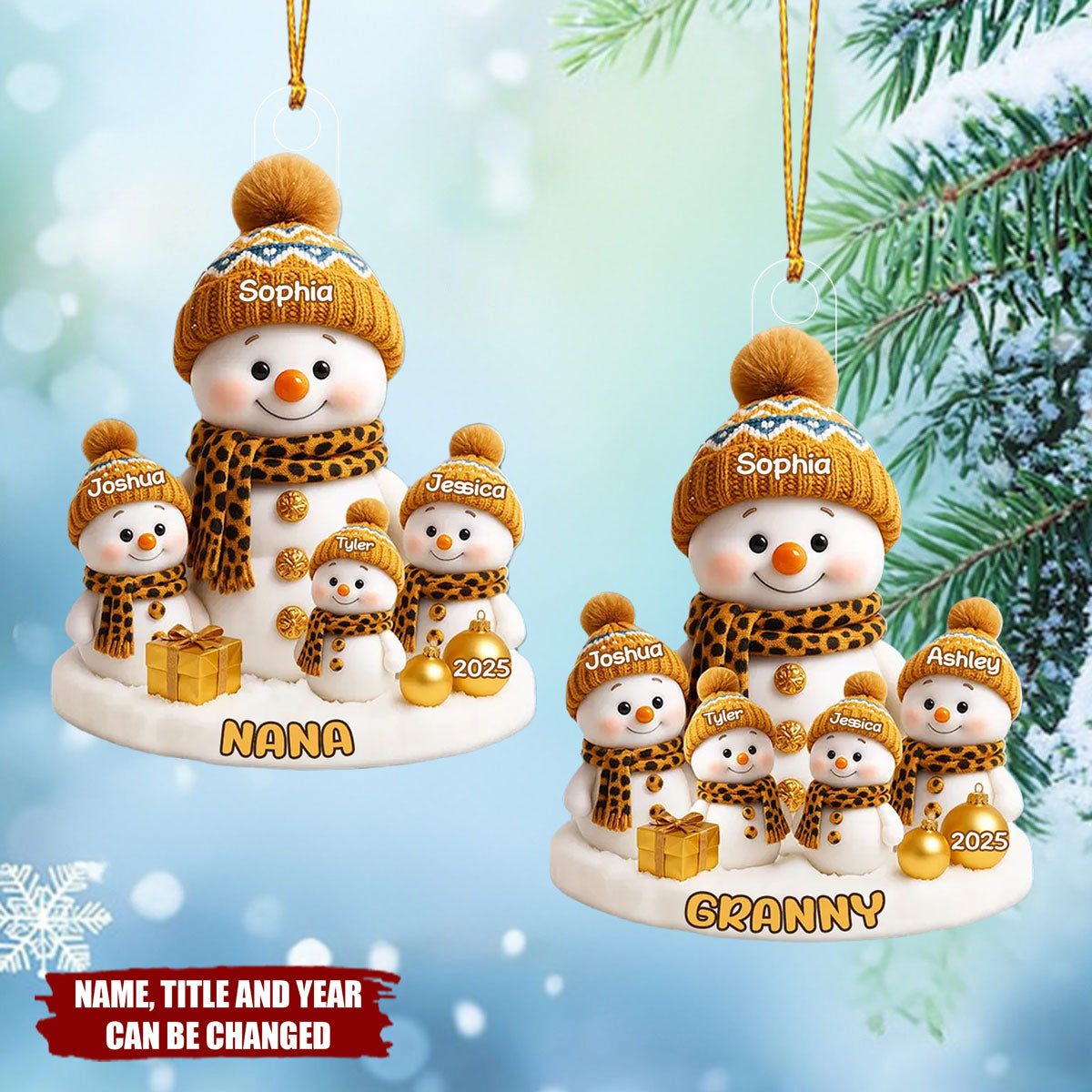 Grandma's Little Snowman  - Personalized Acrylic Flat Ornament