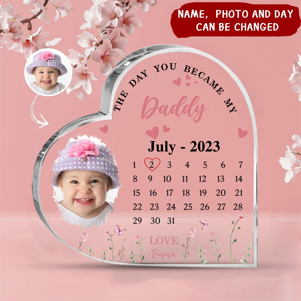The Day You Became My Mommy Heart-shaped Personalized Acrylic Plaque