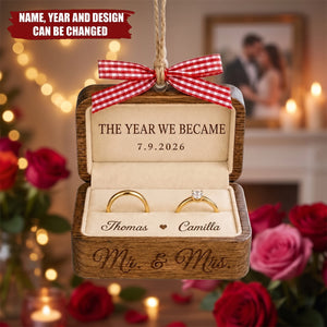 Personalized Couple Wedding Anniversary First Christmas Wood Ornament