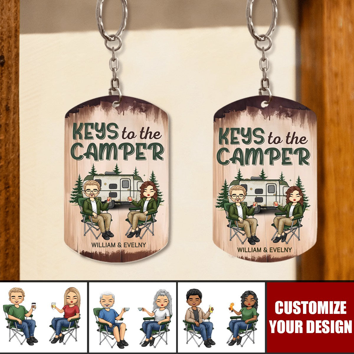 Keys To The Camper - Couple Personalized Stainless Steel Keychain