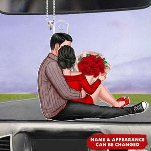 Favorite Place Next To You Couple Sitting - Personalized Couple Car Ornament