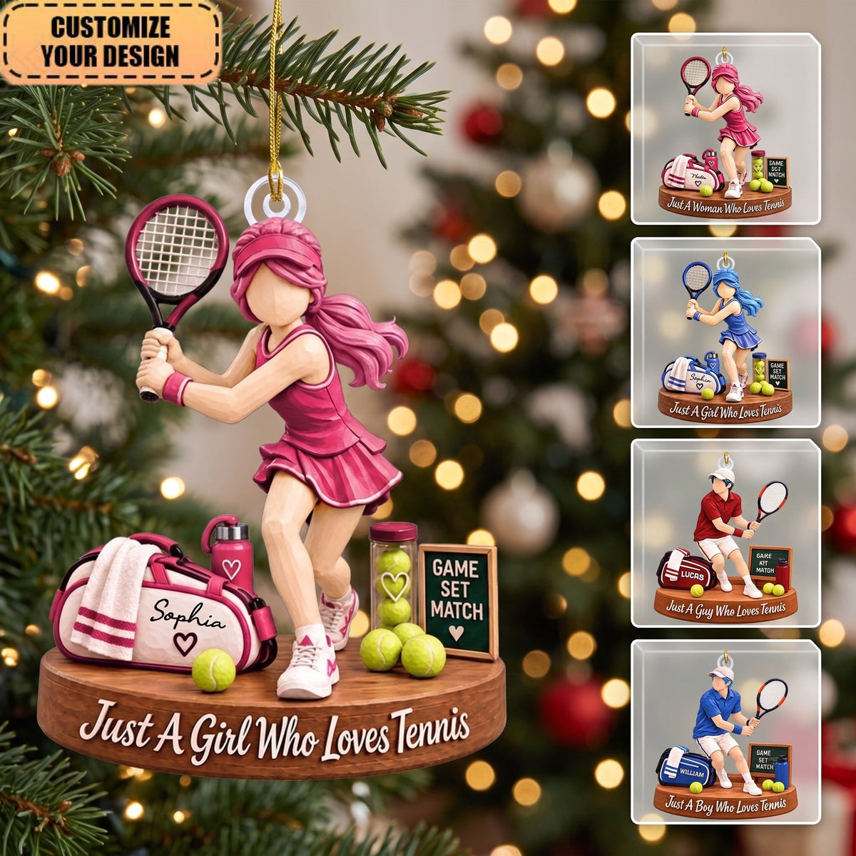 Custom Just A Girl/Boy Who Loves Tennis Acrylic Ornament