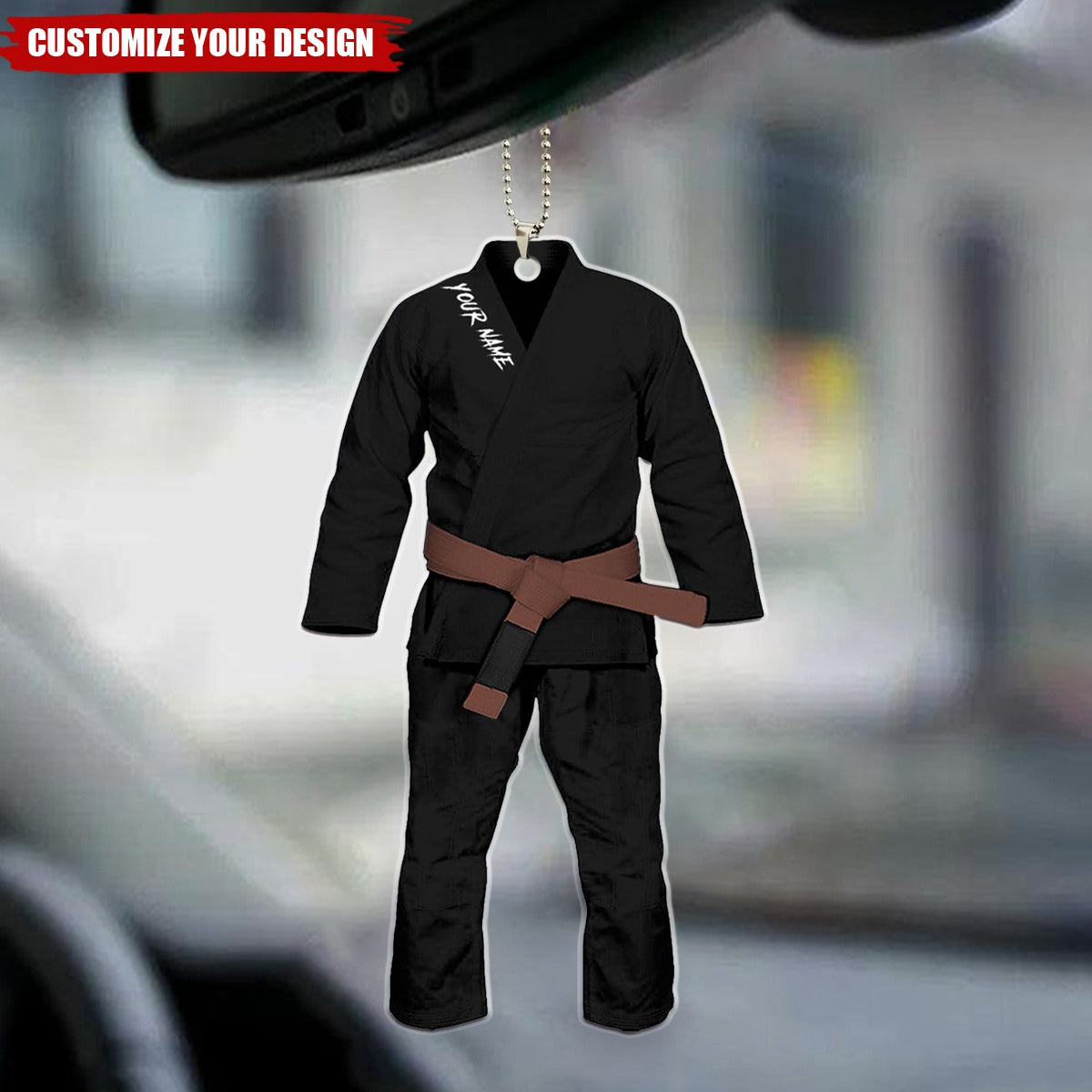 Personalized Jiu Jitsu Uniform Car Ornament, Belt Jiu Jitsu Car Ornament