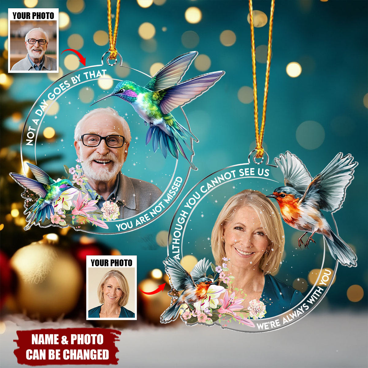 Cardinal Bird I'm Always With You - Personalized Acrylic Photo Ornament