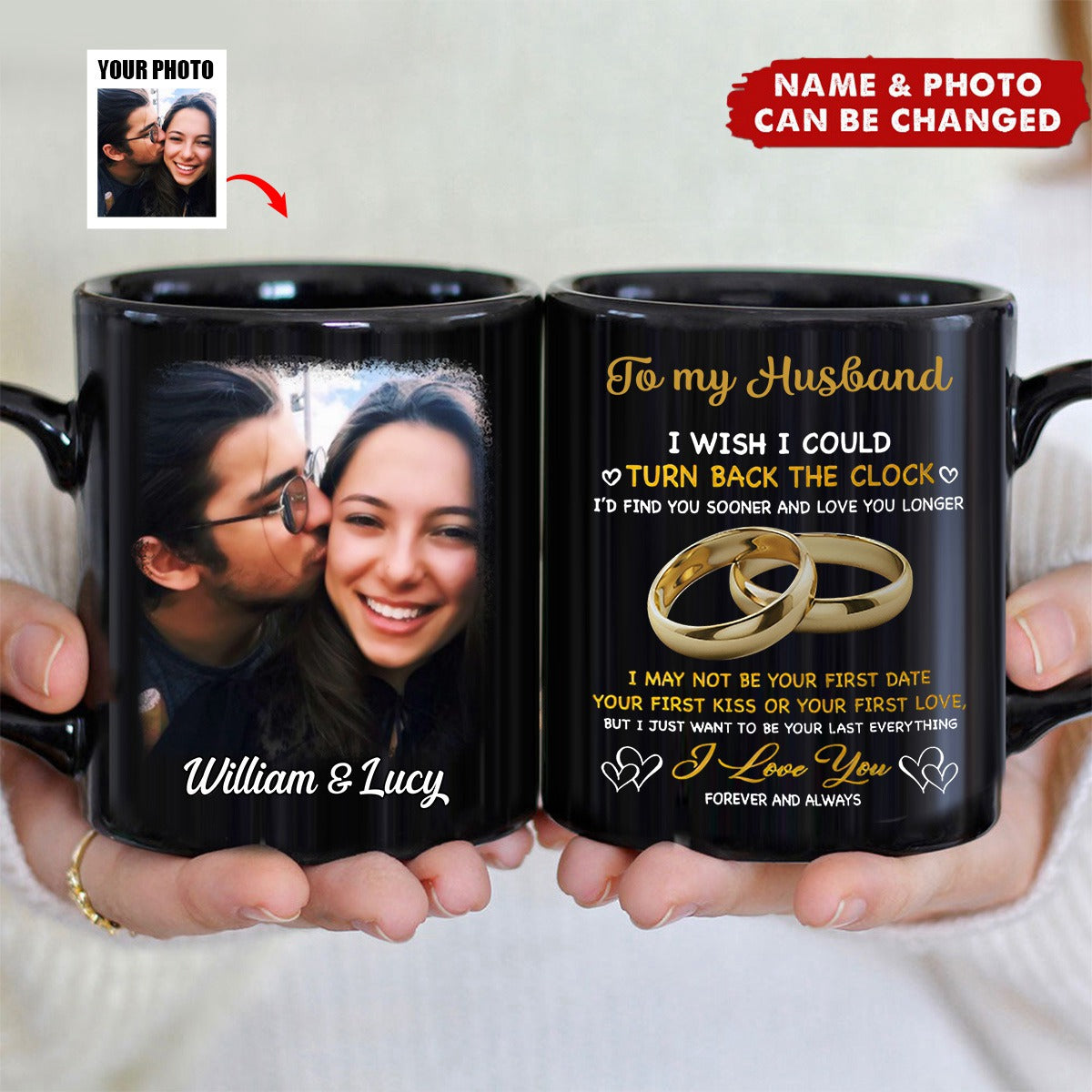 I Just Want To Be Your Last Everything - Upload Image, Gift For Couples - Personalized Black Mug