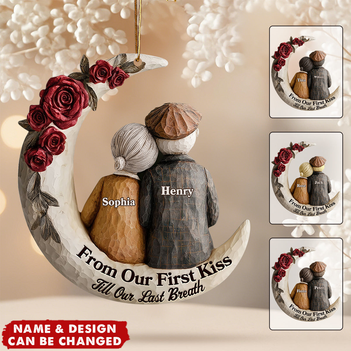 Eternal Embrace On The Crescent Moon - Personalized 1-Layer Acrylic Ornament
