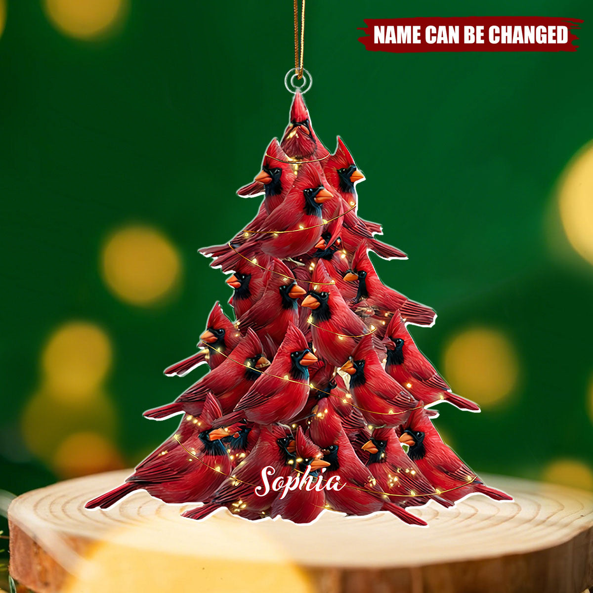 Custom Red Cardinal Acrylic Ornament 2025, Personalized Cardinal Christmas Tree Decoration