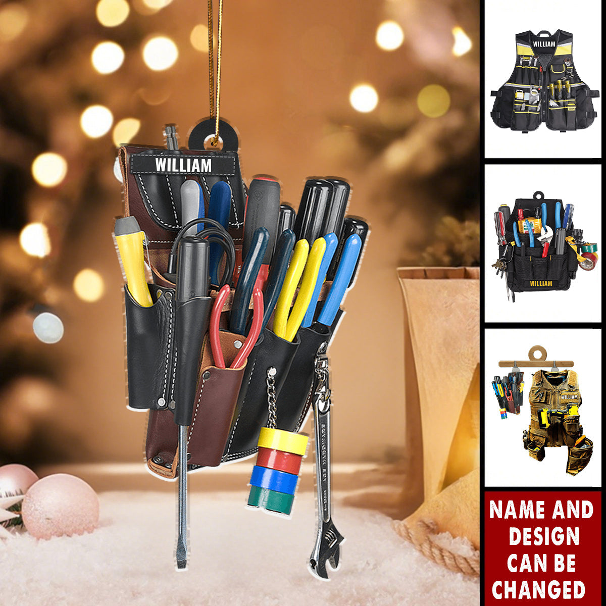 Electrician Tool Bag - Personalized Christmas Acrylic Ornament