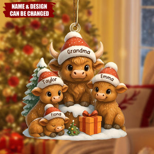 Personalized Christmas Grandma Cow Family Acrylic Ornament