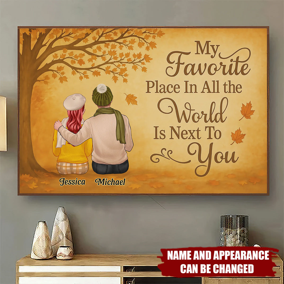 My Favorite Place Is Next To You - Personalized Fall Couple Poster