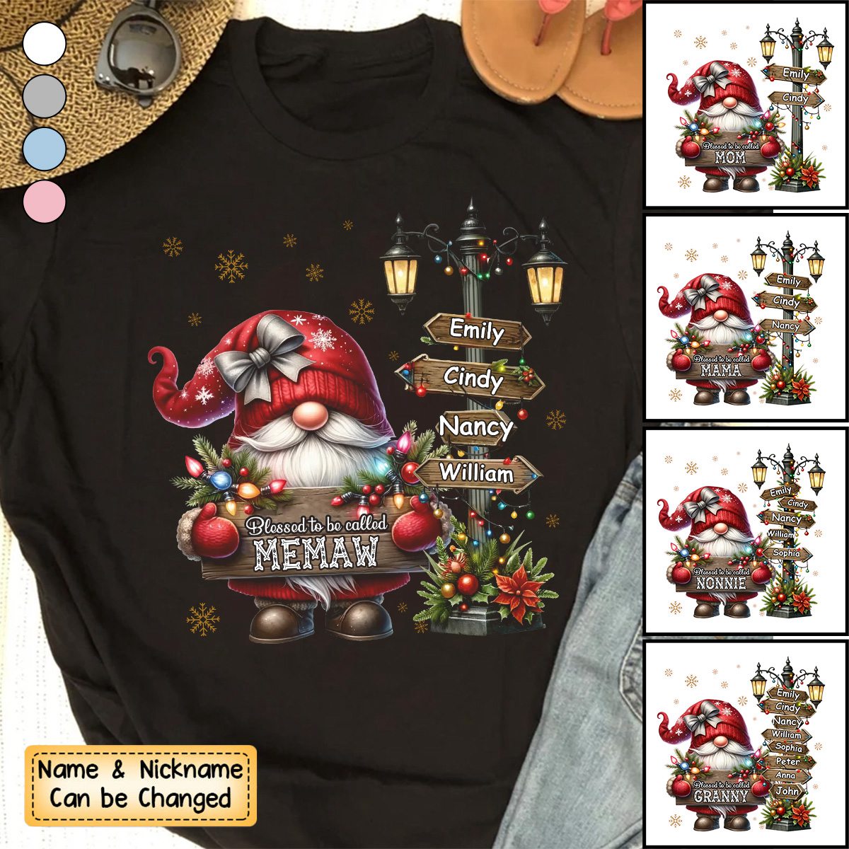 Personalized Grandma And Kids Christmas T-shirt - Gift For Nana, Mom