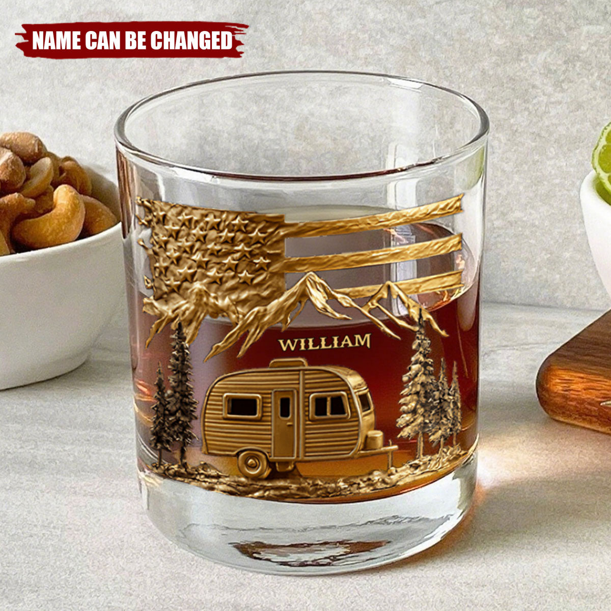 Campfire & Whiskey - Personalized Camping Whiskey Glass