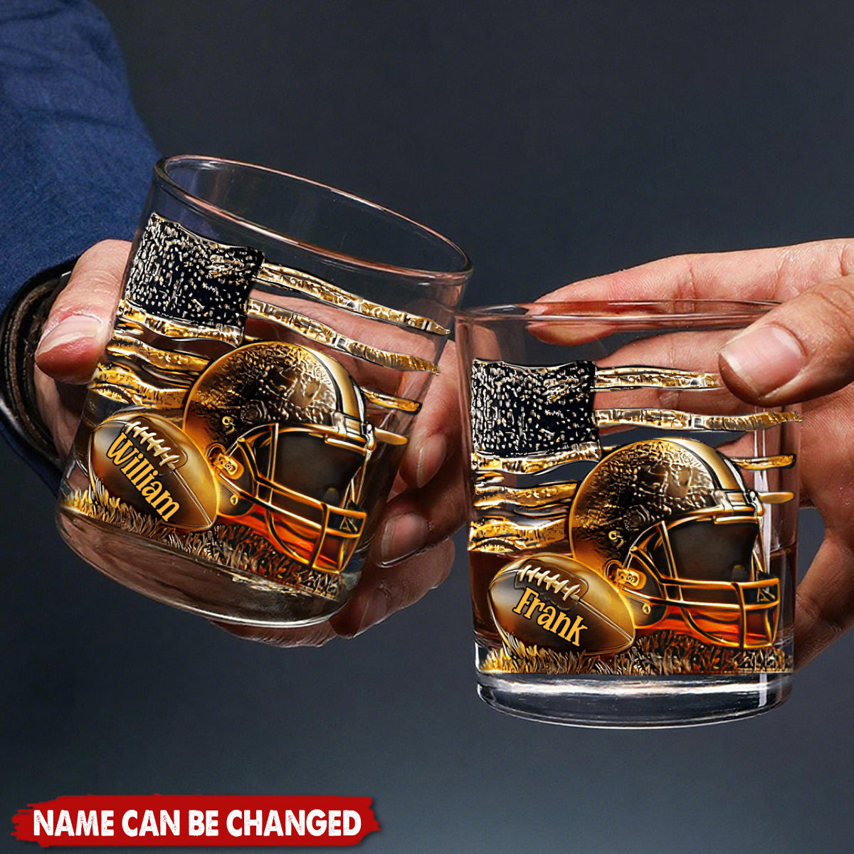 Whiskey And Football - Personalized Football Whiskey Glass