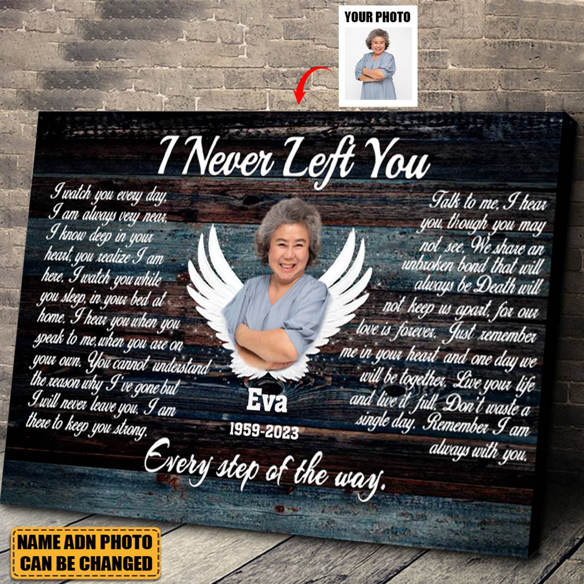 Personalized Canvas Prints, Custom Photo, Memorial Gifts - Angel Wings I Never Left You