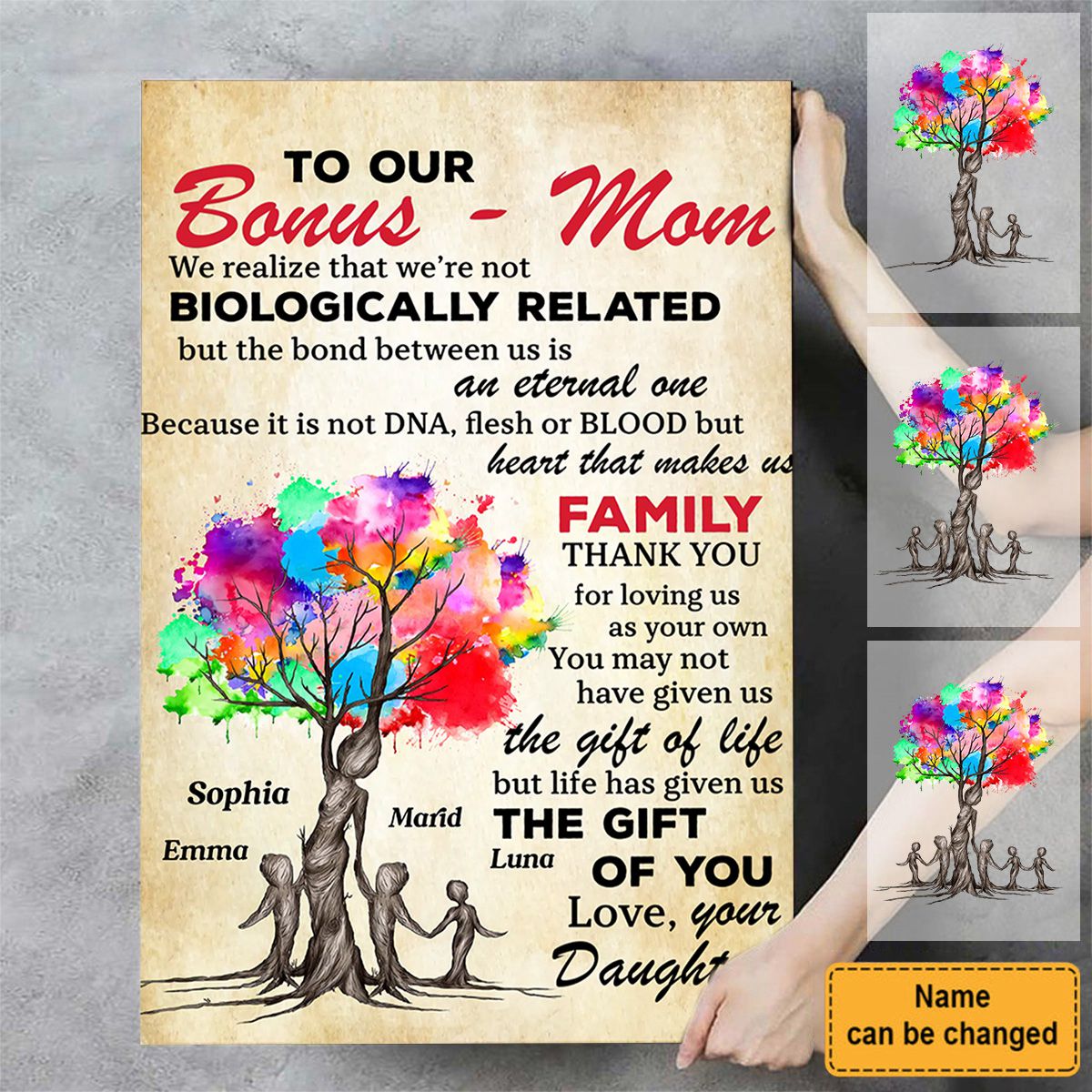 Custom Personalized To My Bonus Mom Vertical Poster - Upto 5 Kids - Mother's Day Gift Idea To Mom - Life Has Given Me The Gift Of You