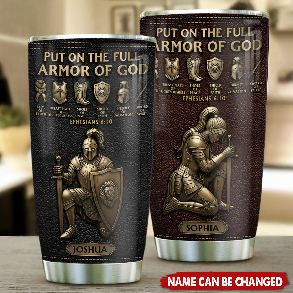Put On The Full Amor Of God - Personalized Christian Tumbler