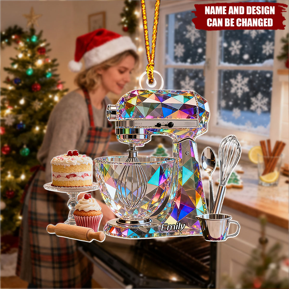 Blender Baking - Personalized Christmas Acrylic Ornament, Gift For Baker