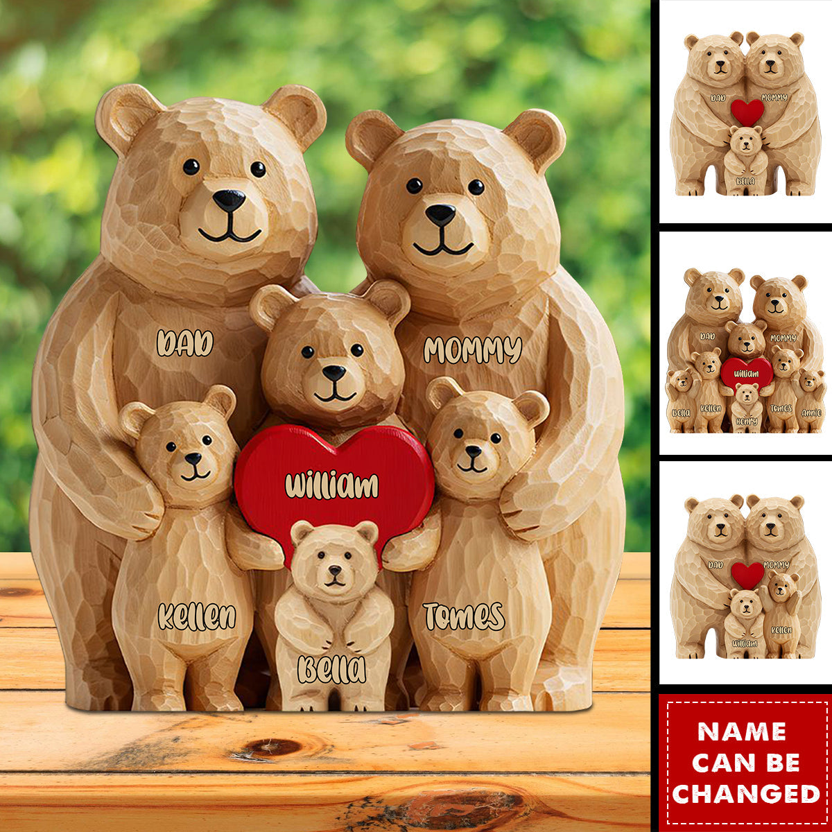 Bear Family - Personalized Family Shaped Wooden Plaque