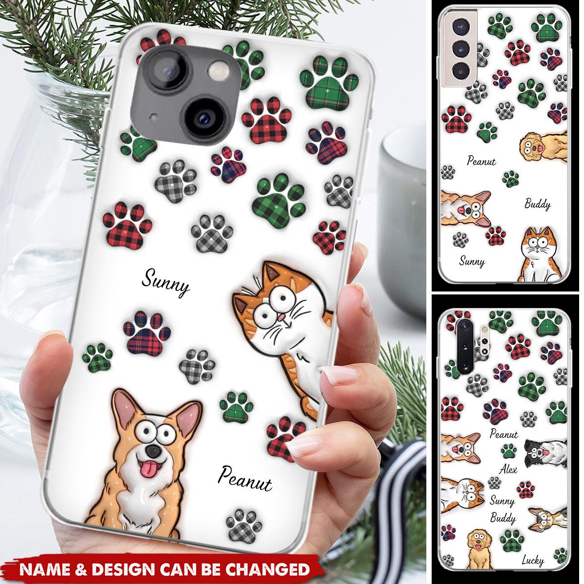 My Prints Follow Every Places You Go - Dog & Cat Personalized Custom 3D Inflated Effect Printed Clear Phone Case
