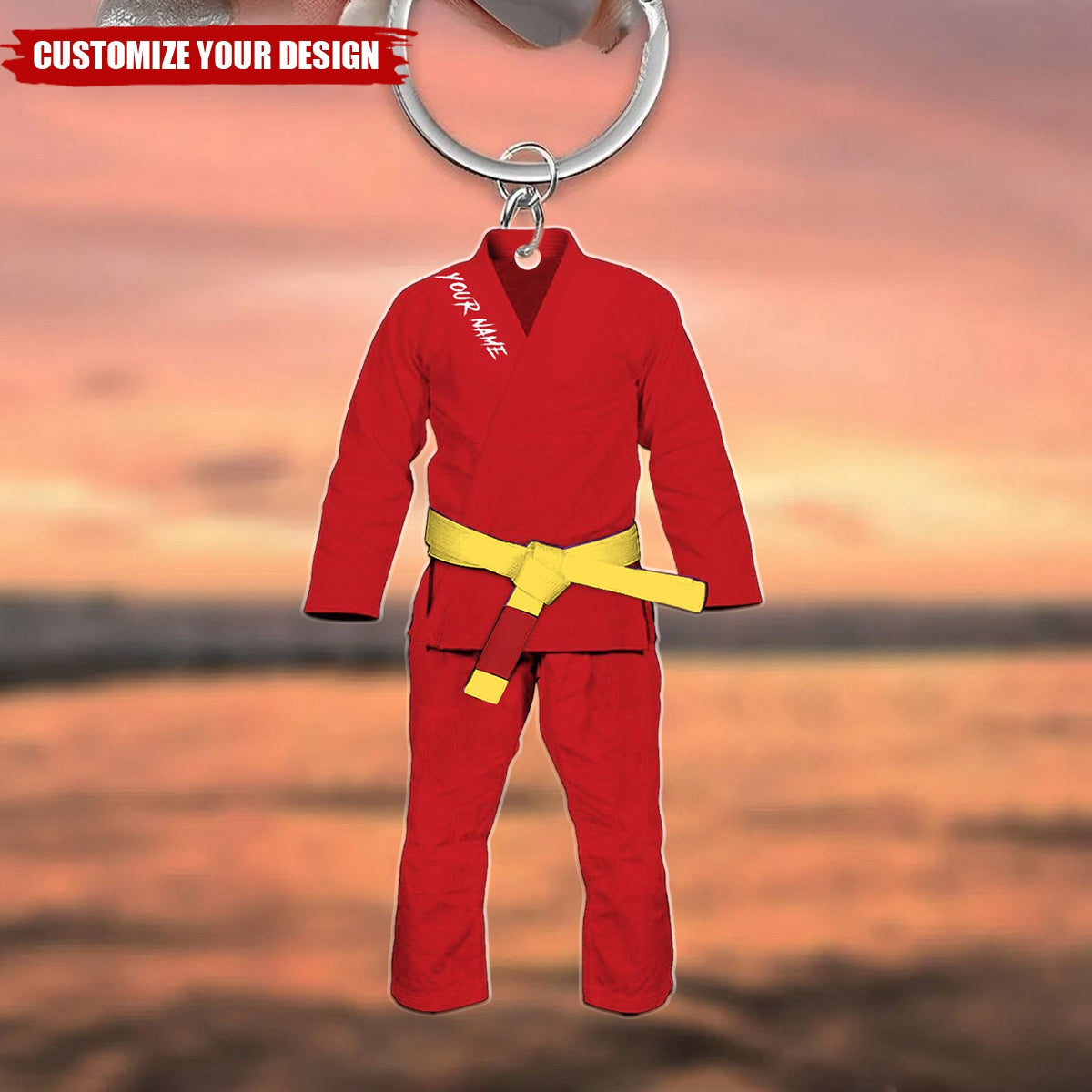 Personalized Jiu Jitsu Uniform Keychain, Belt Jiu Jitsu Keychain