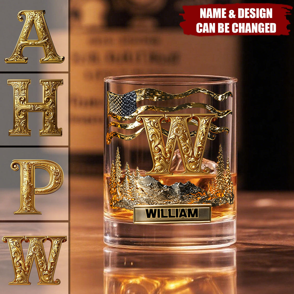 Alphabet Initial For Whiskey, Bourbon Lovers - Personalized Whiskey Glass