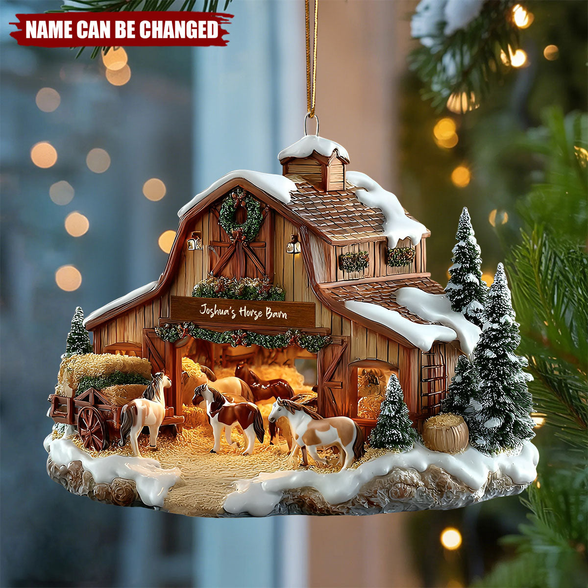 Horse Barn - Personalized Christmas Acrylic Ornament