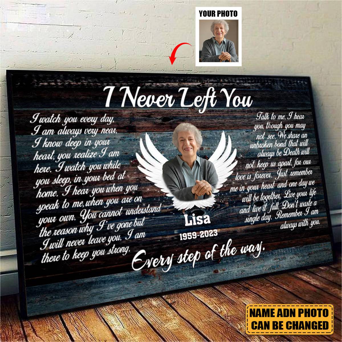 Personalized Canvas Prints, Custom Photo, Memorial Gifts - Angel Wings I Never Left You