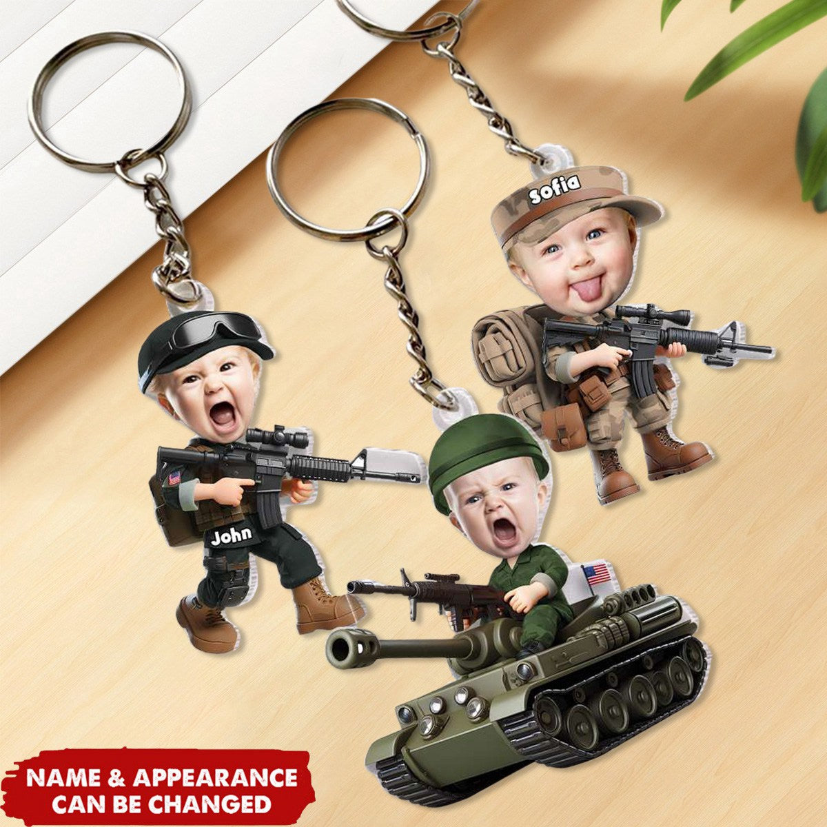 Custom Photo Gifts For Military Kid Keychain