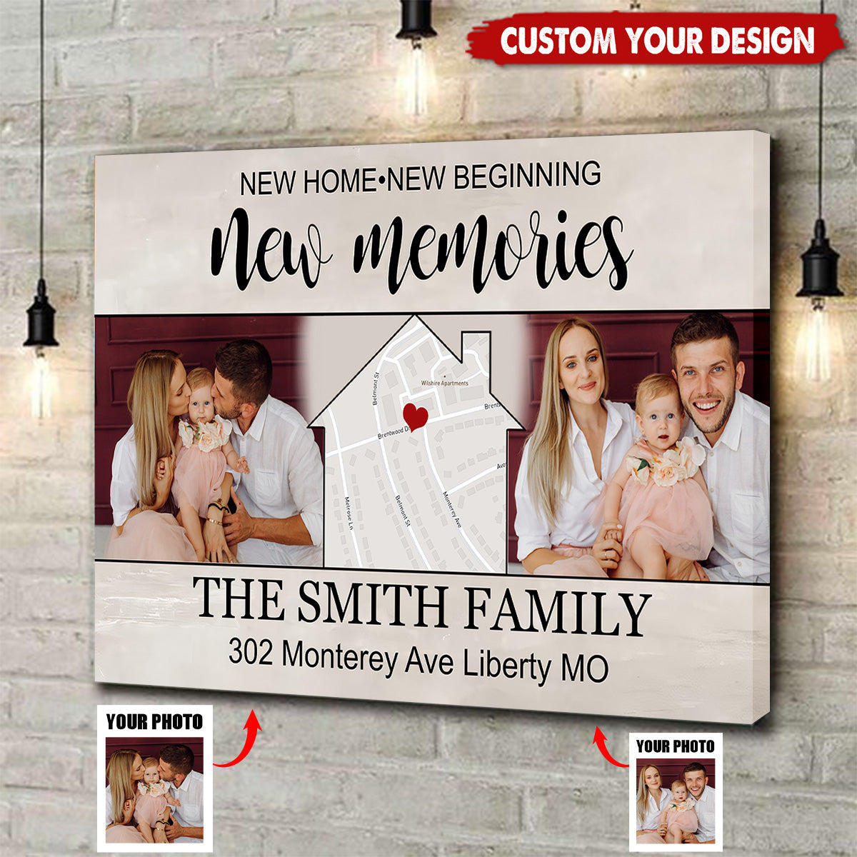 New Home New Beginning New Memories Personalized Photo Canvas