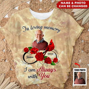 Upload Photo Family Loss In Loving Memory Cardinal Rose Infinite Love Memorial Gift Personalized 3D T-Shirt
