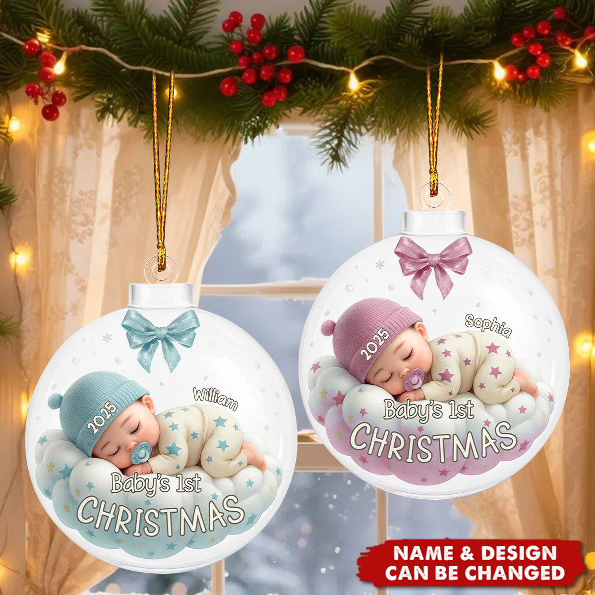 Baby's 1st Christmas Stars And Dreams,Custom Acrylic Ornament,Gift For New Parents