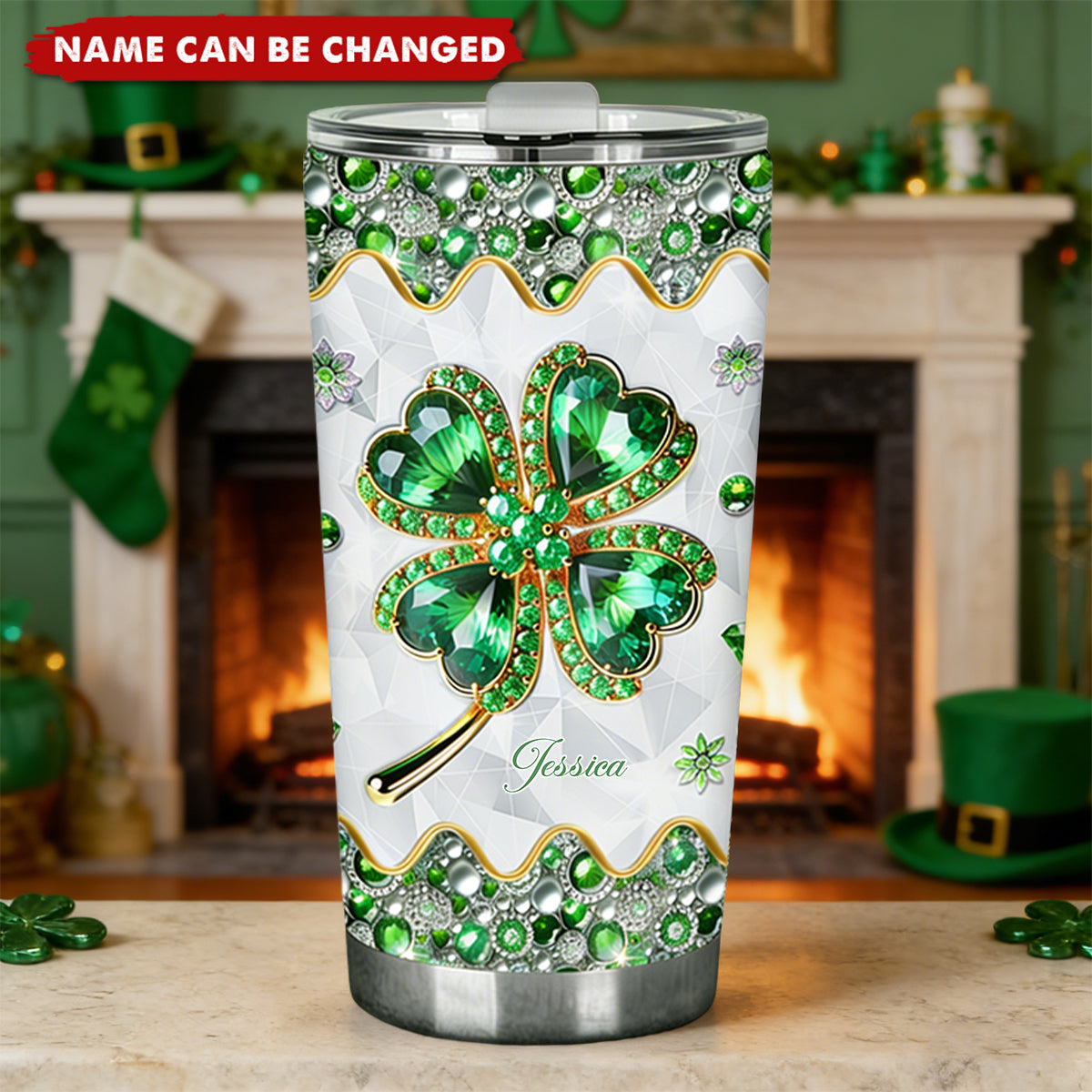 Lucky Four-Leaf Clover - Personalized Saint Patrick's Day Tumbler