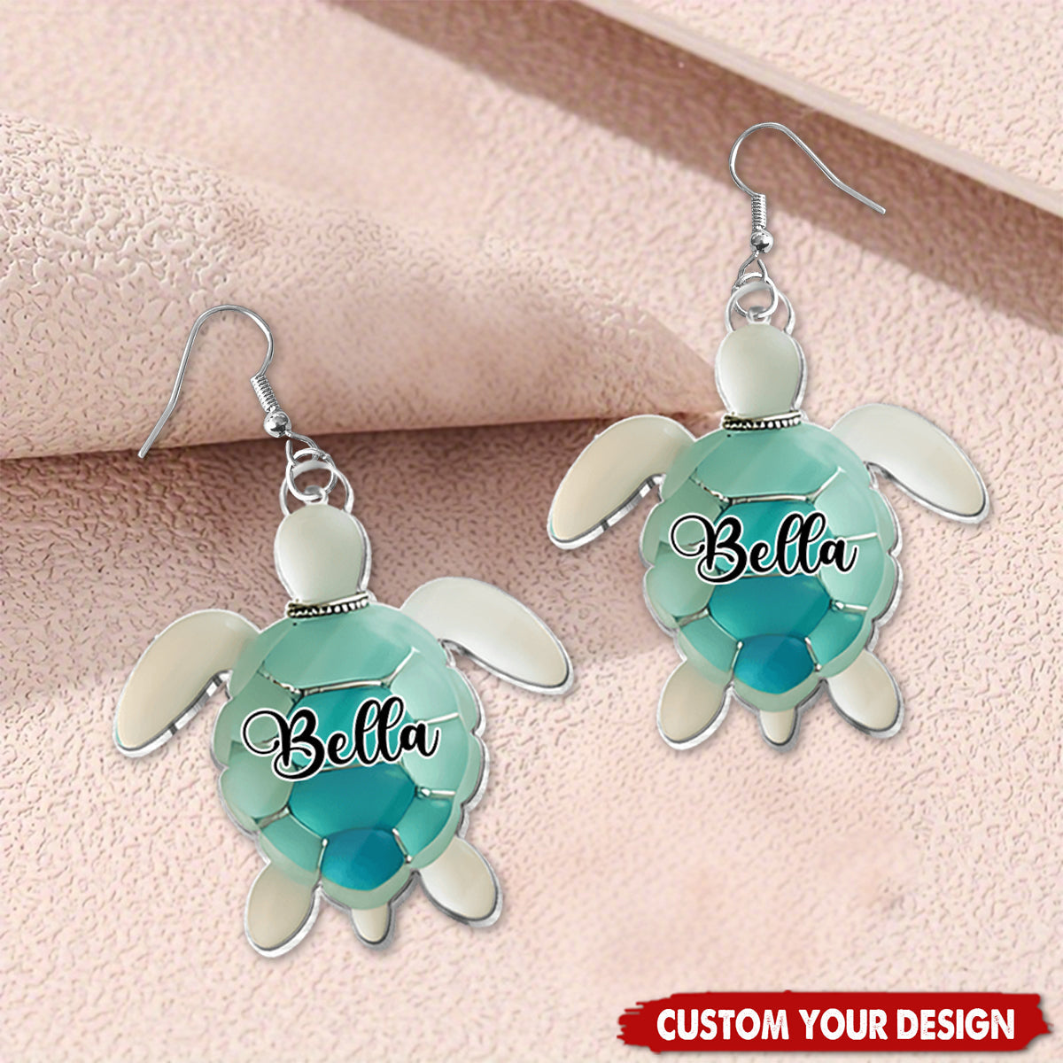 Sea Glass Turtle - Personalized Turtle Earrings