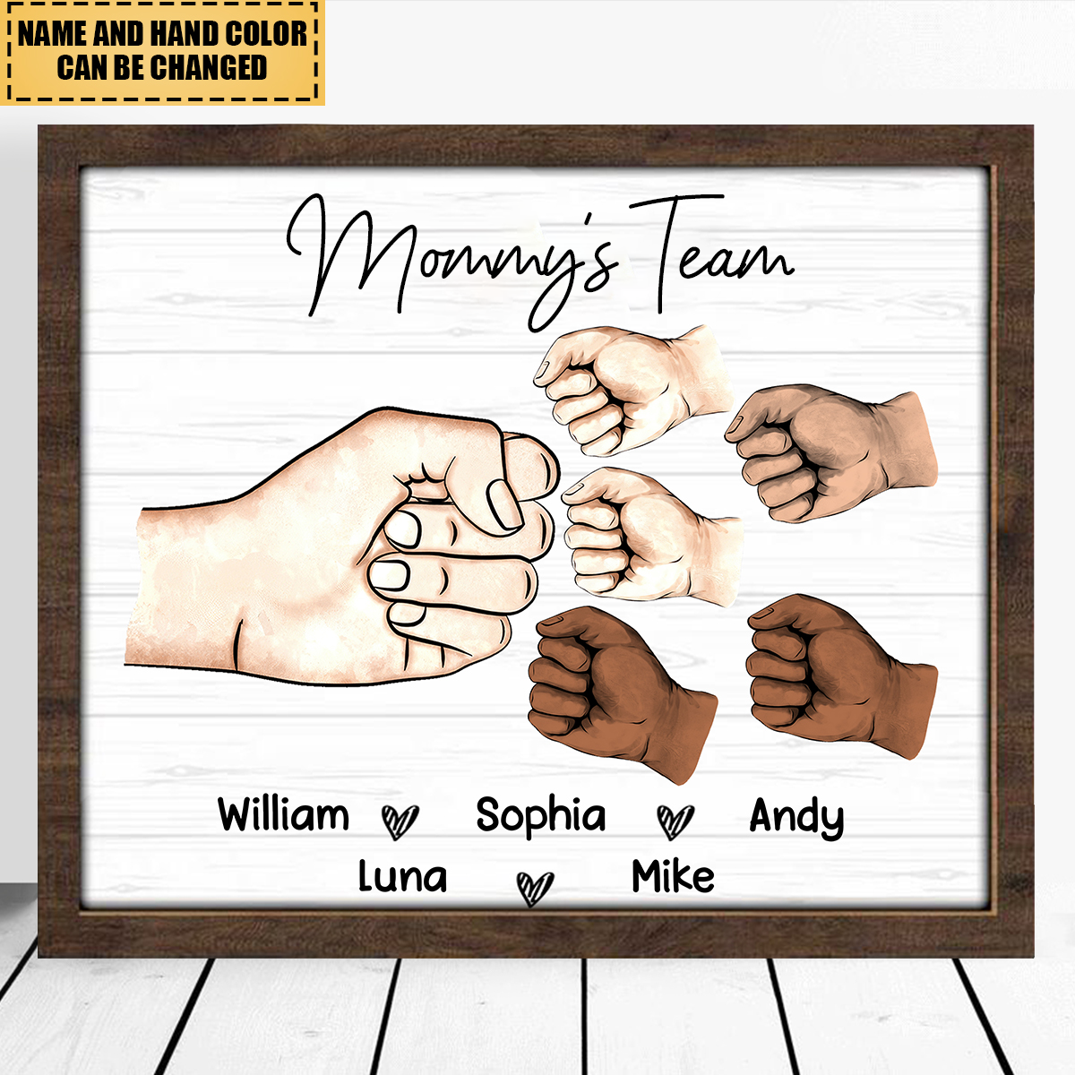 Mother Or Daddy & Kids, Together We're A Team - Personalized 2 Layers Wooden Plaque - Father's Day Gift, Mother's Day