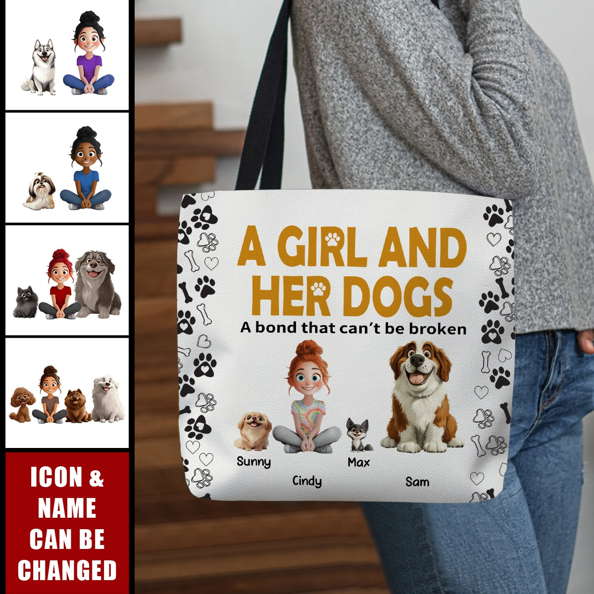 A Girl & Her Dogs Has Unbreakable Bond - Personalized Tote Bag