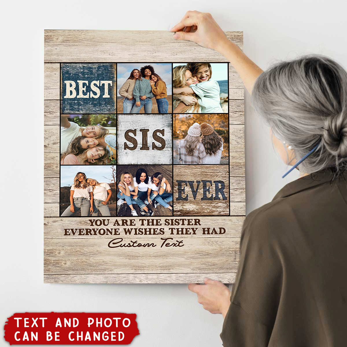 Best Sister Ever Photo Collage Gift, Personalized Sister Photo Collage Canvas