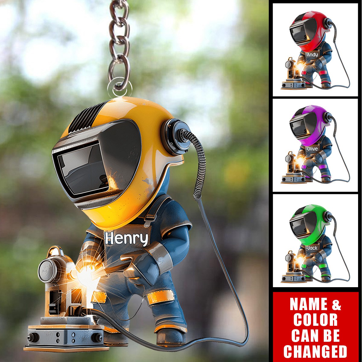 Working Welder Personalized Keychain, Gift For Welder